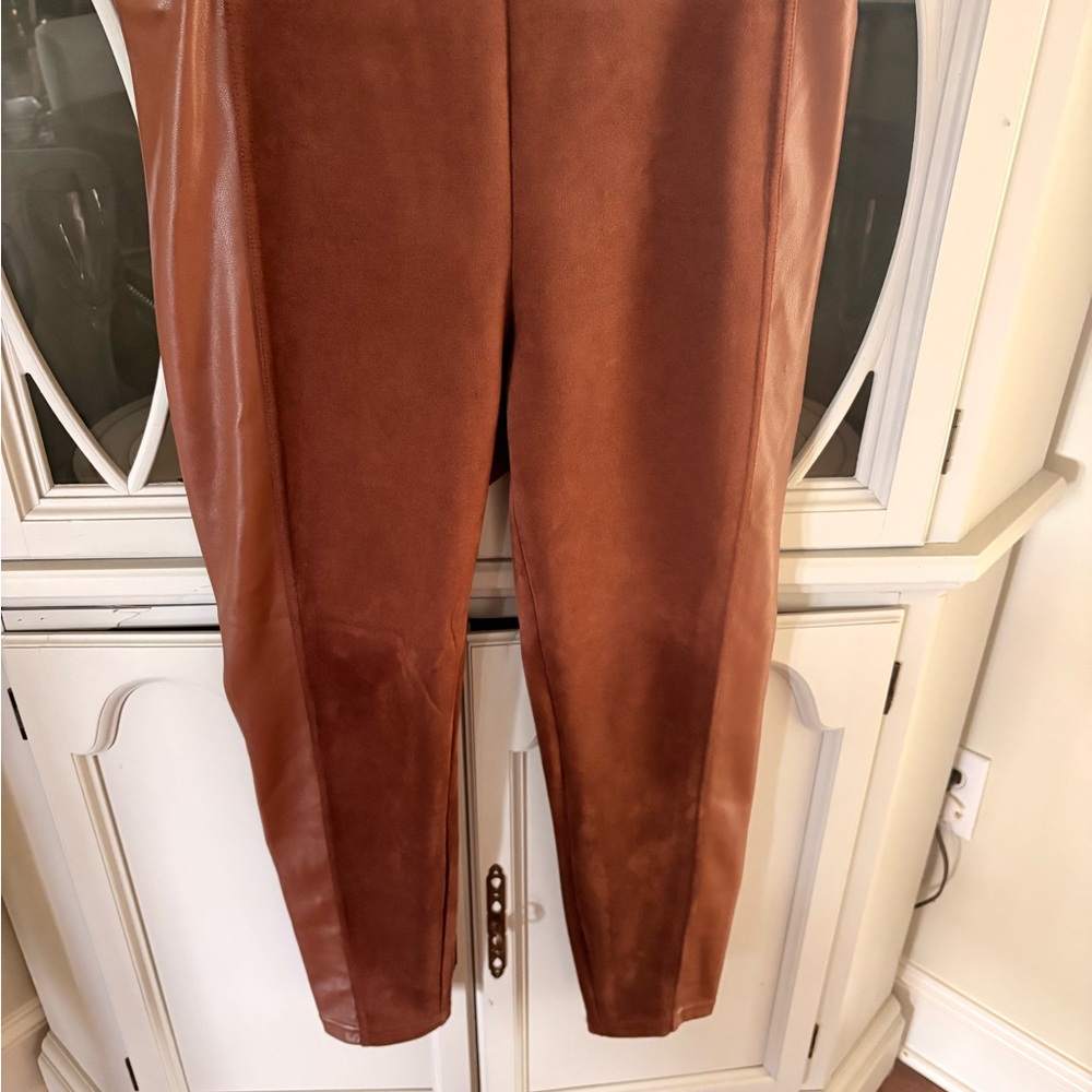 Marc New York Faux Suede/Leather Brown Leggings